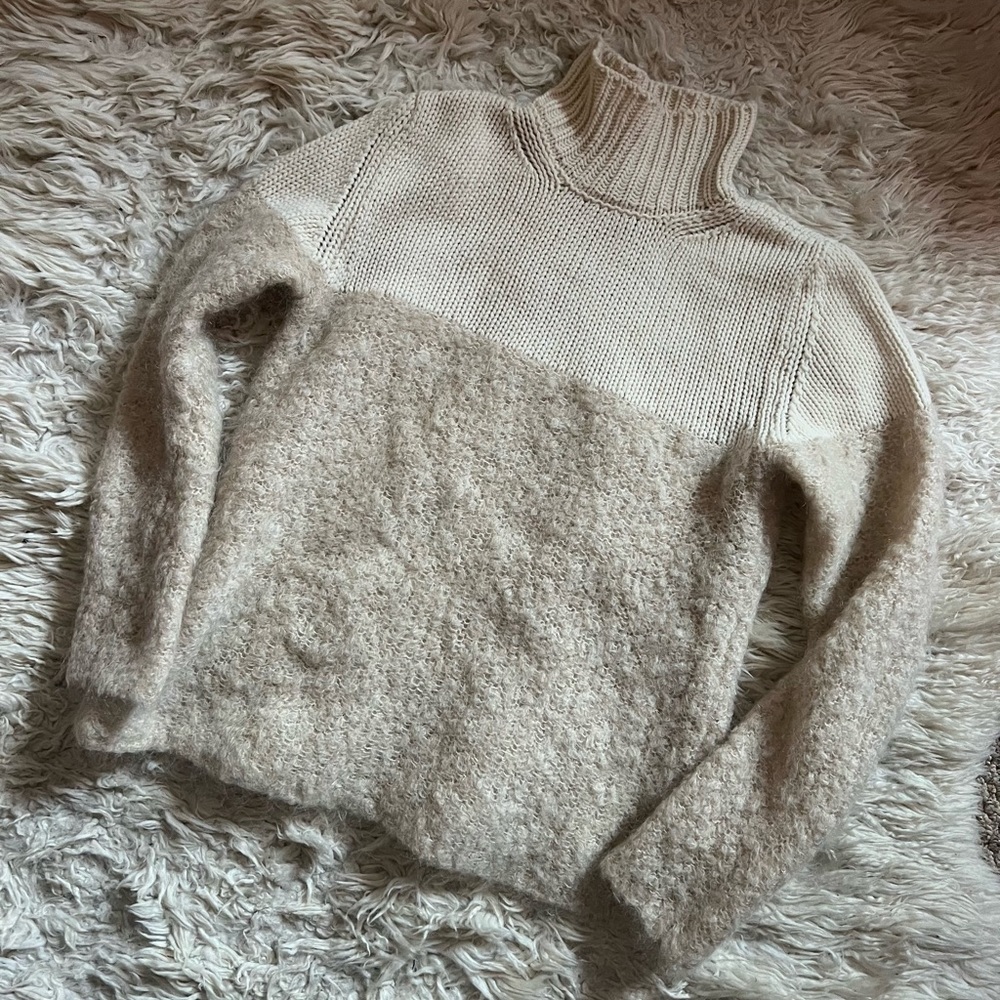 Mohair chunky cream turtleneck sweater